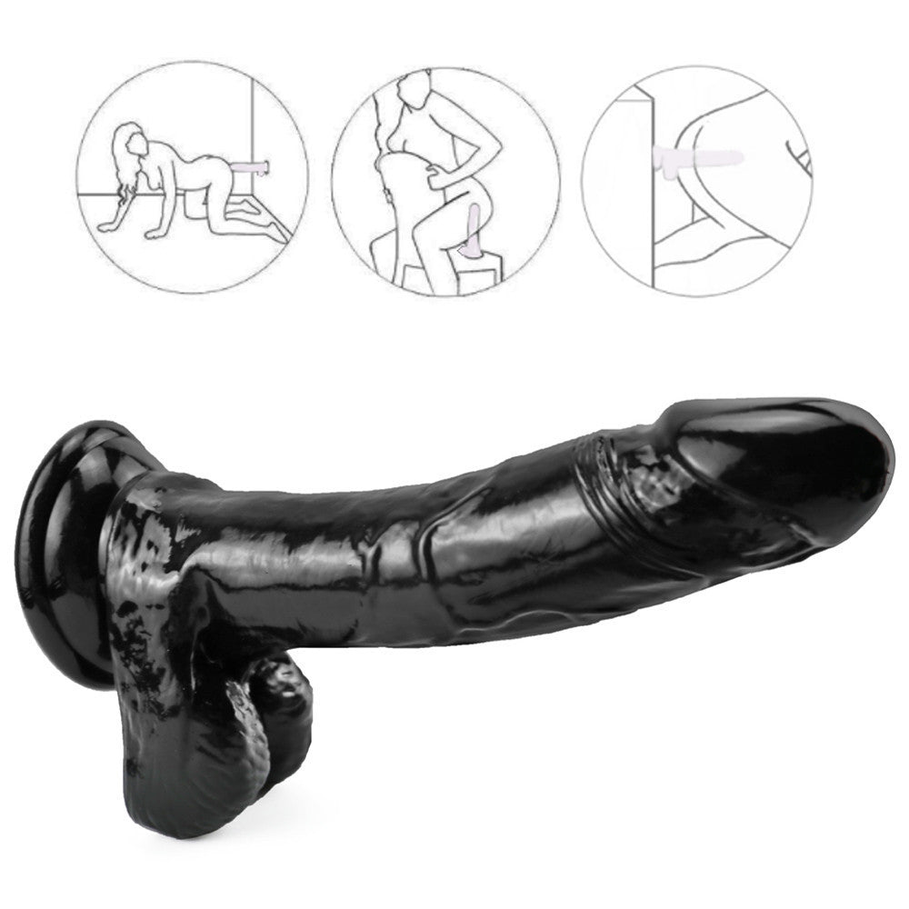 Realistische Gebogen Black Dildo 20cm Met Zuignap