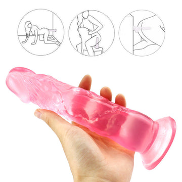 20 cm Rechte Jelly Realistic Pink Dildo