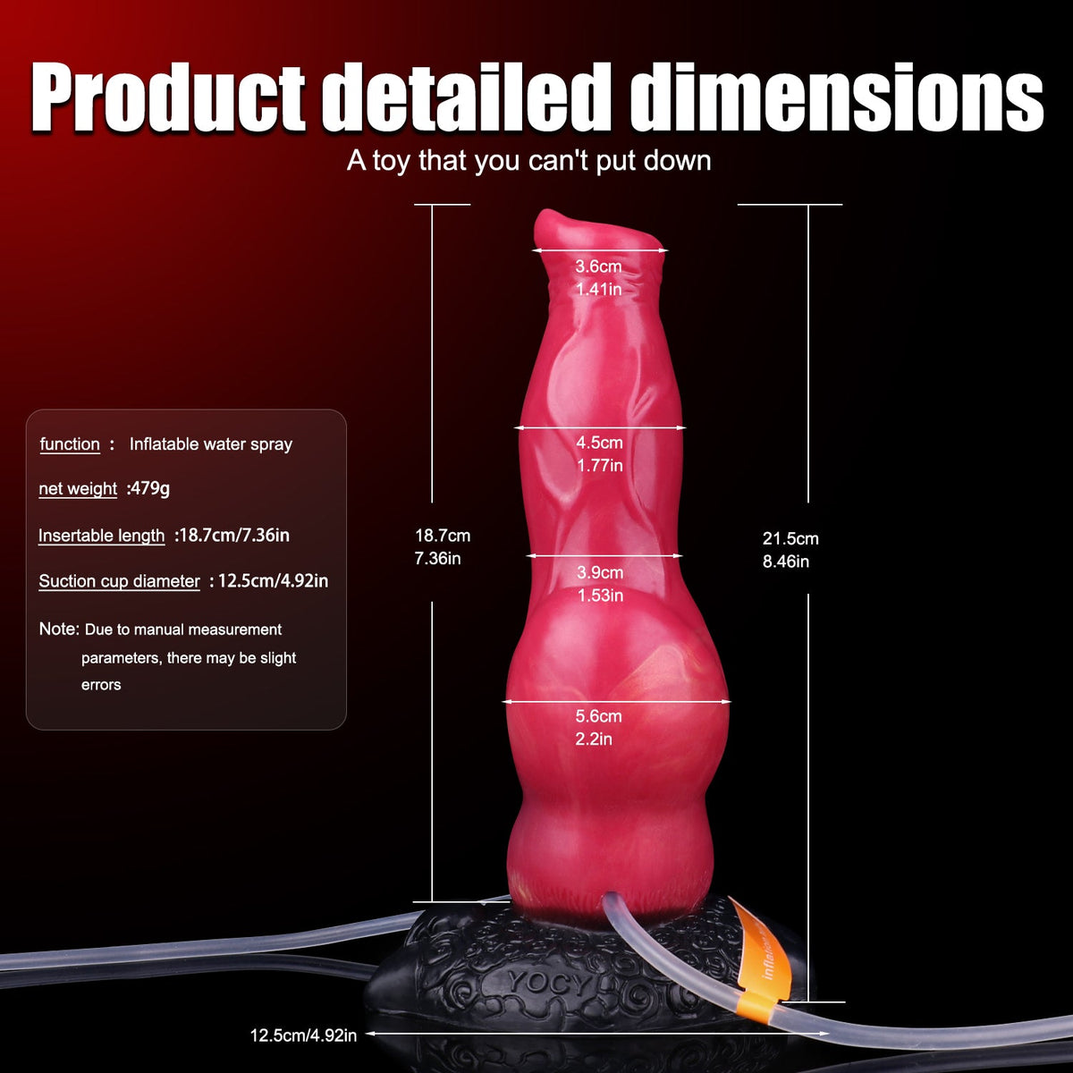 18cm Opblaasbare Dildo Met Dog Knot En Ejaculatie