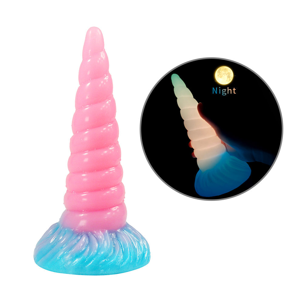 21cm Lichtgevende Eenhoorn Toelopend Anaal Dildo