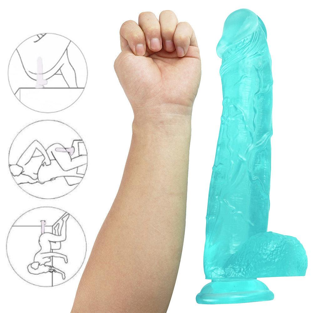 Groene Grote Dildo Met Transparante Jelly Uitstraling