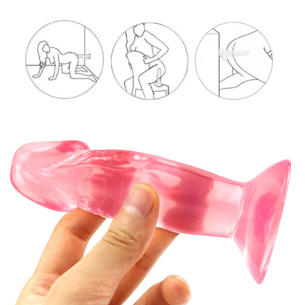 11 cm Kort Getextureerde Pink Dildo Met Zuignap