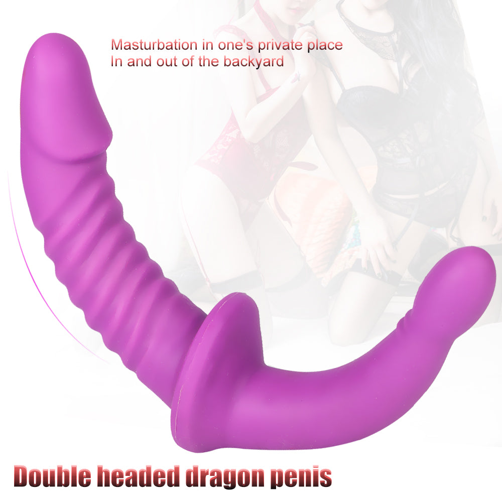 Geribbelde Dubbelzijdige Strapless Strapon Voor Lesbische Koppels