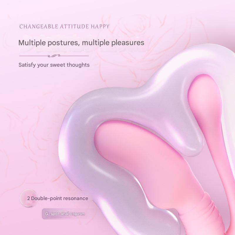 Roze Dubbele Strapless Dildo Met Drie Vibratiemotoren