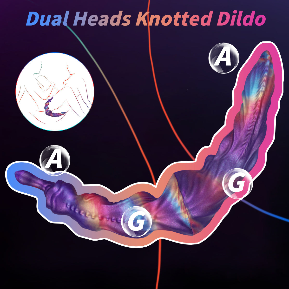40cm Kleurrijke Fantasy Dildo Met Dubbele Uiteinden