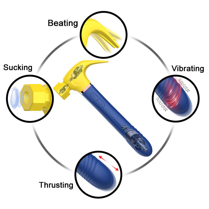 Stotende Vibrator in Hamervorm Met Zuigfunctie