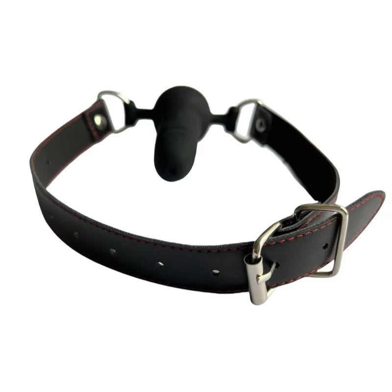 7.6cm Zwarte BDSM Dildogag Met Verstelbare Riem