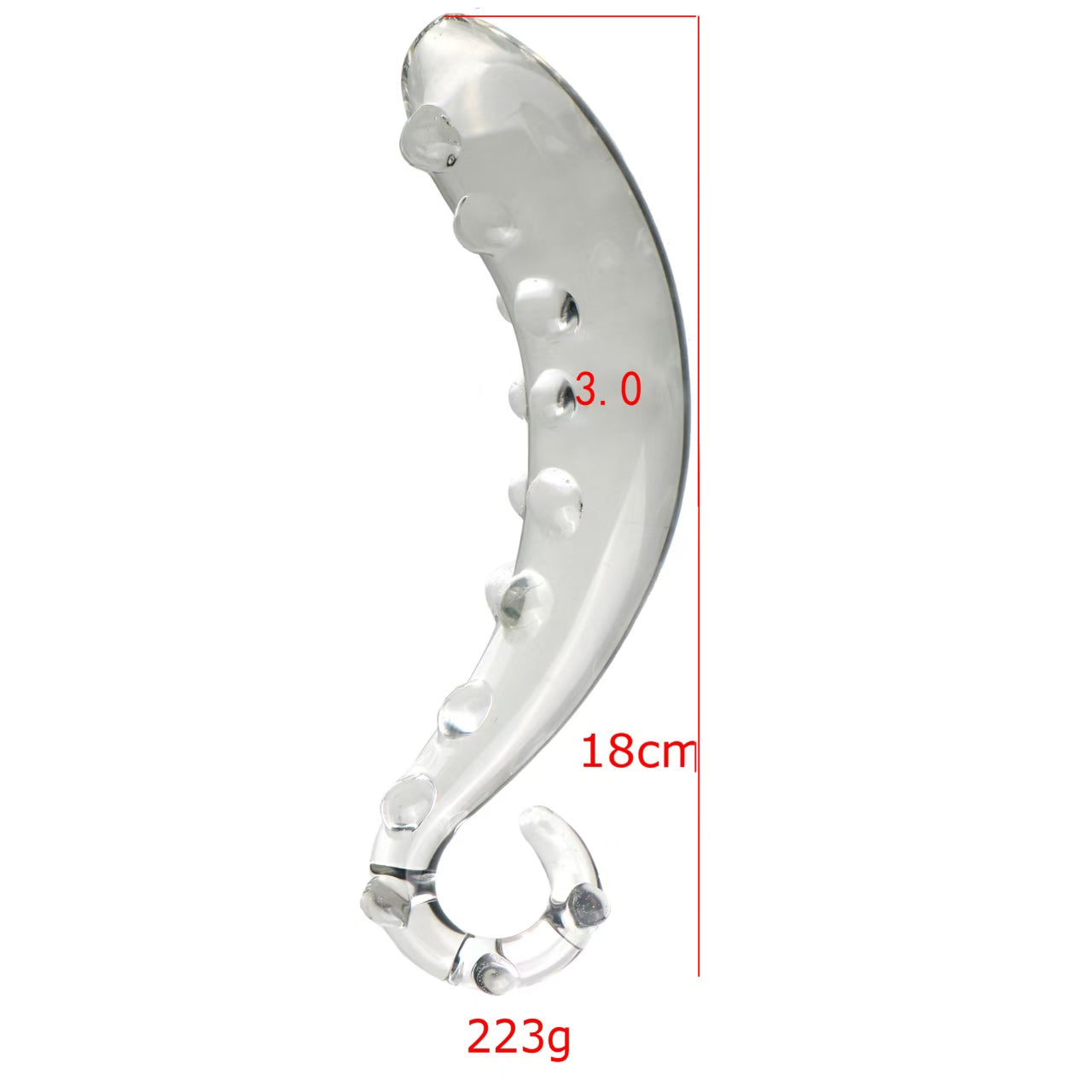 Transparante Glazen Tentakel Dildo met Verhoogde Noppen