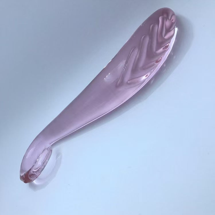 Transparante Roze Gebogen G-spot Glazen Dildo