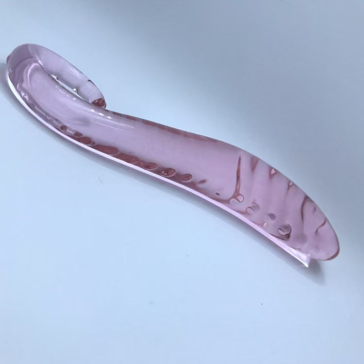 Transparante Roze Gebogen G-spot Glazen Dildo