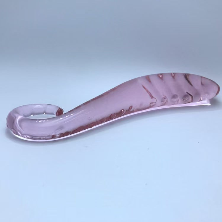 Transparante Roze Gebogen G-spot Glazen Dildo