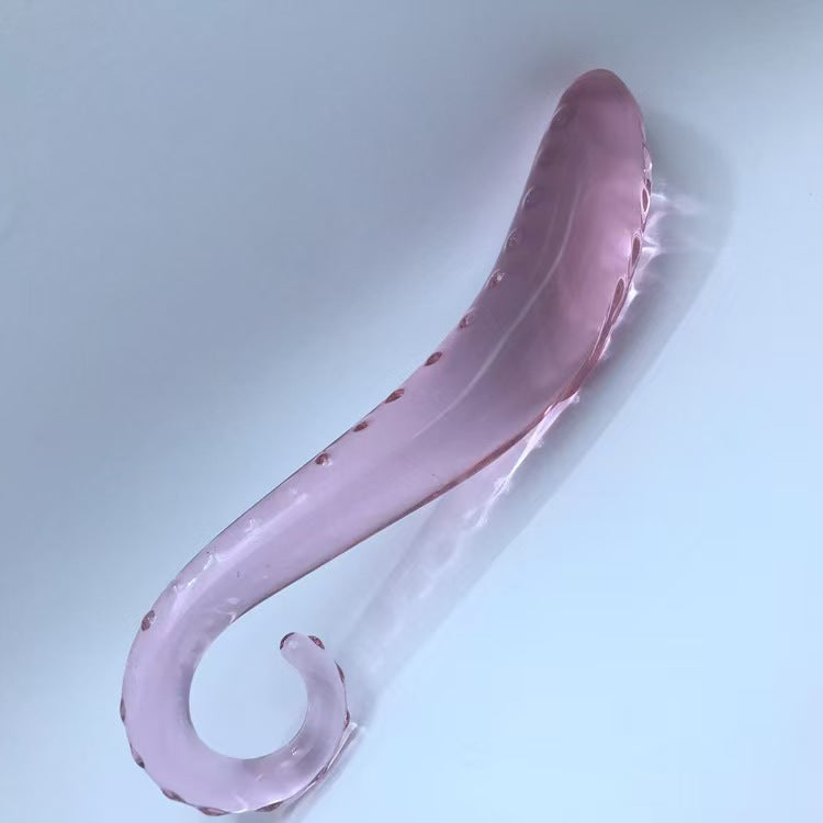 Transparante Roze Gebogen G-spot Glazen Dildo