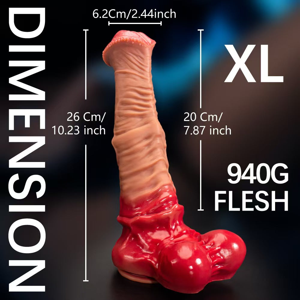 34 cm Rode Uitlopende XXL Horse Dildo