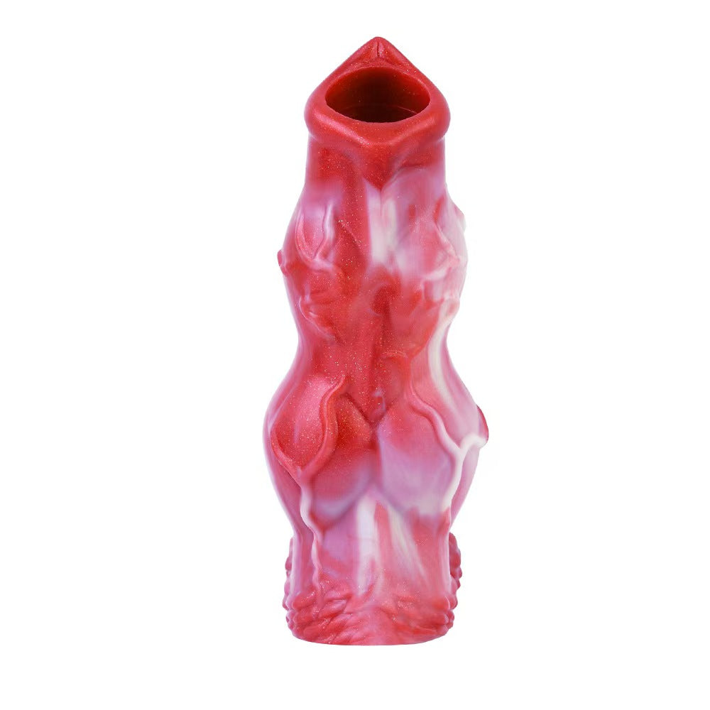 Rode Knot Penis Sleeve 15cm Met Hondstijl