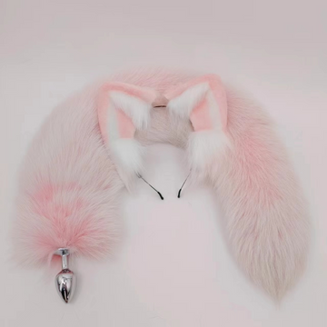 Extra Lange Fox Tail Buttplug Met Roze Staart