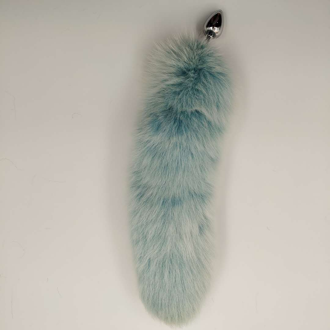 69cm Blauwe Fox Tail Metalen Anaalplug Cosplaystaart