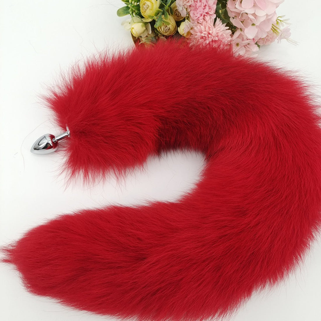 70cm Rode Fox Butt Plug Metalen Staartset