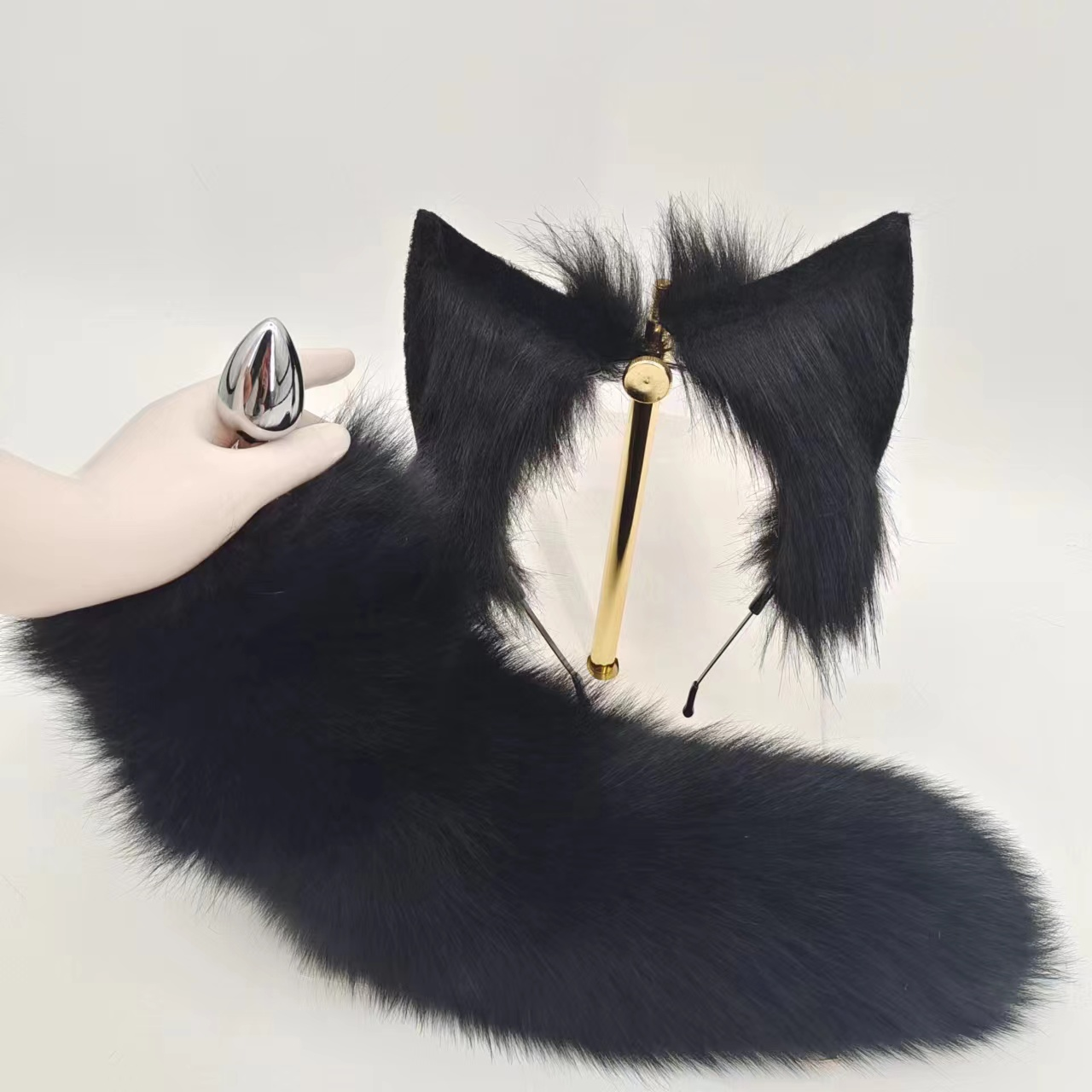 Zwarte Vossenstaart Butt Plug Fantasy Rollenspel Set