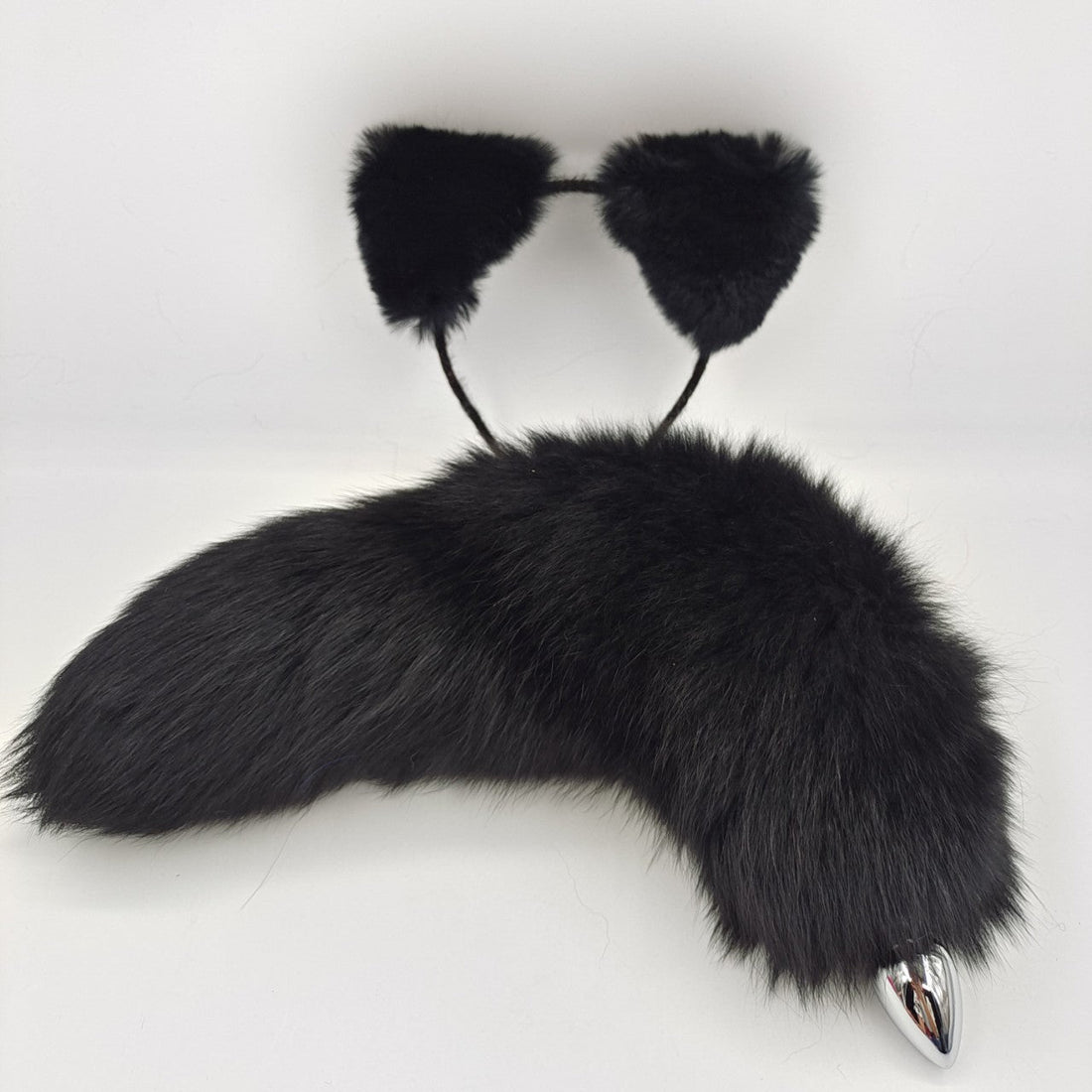 Zwarte Vossenstaart Butt Plug Fantasy Rollenspel Set