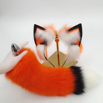 Oranje Buttplug Met Staart Van Echt Vossenbont