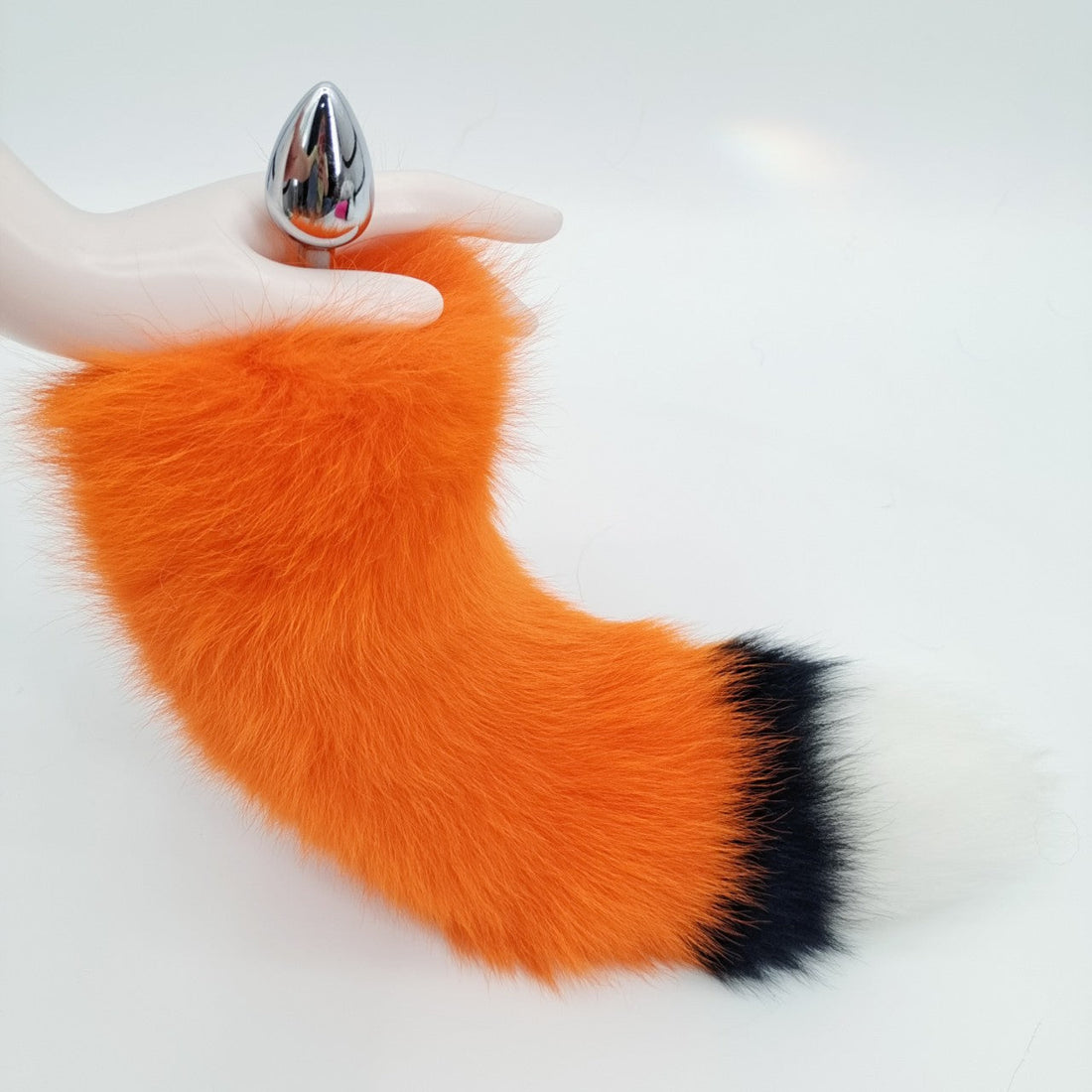 Oranje Buttplug Met Staart Van Echt Vossenbont