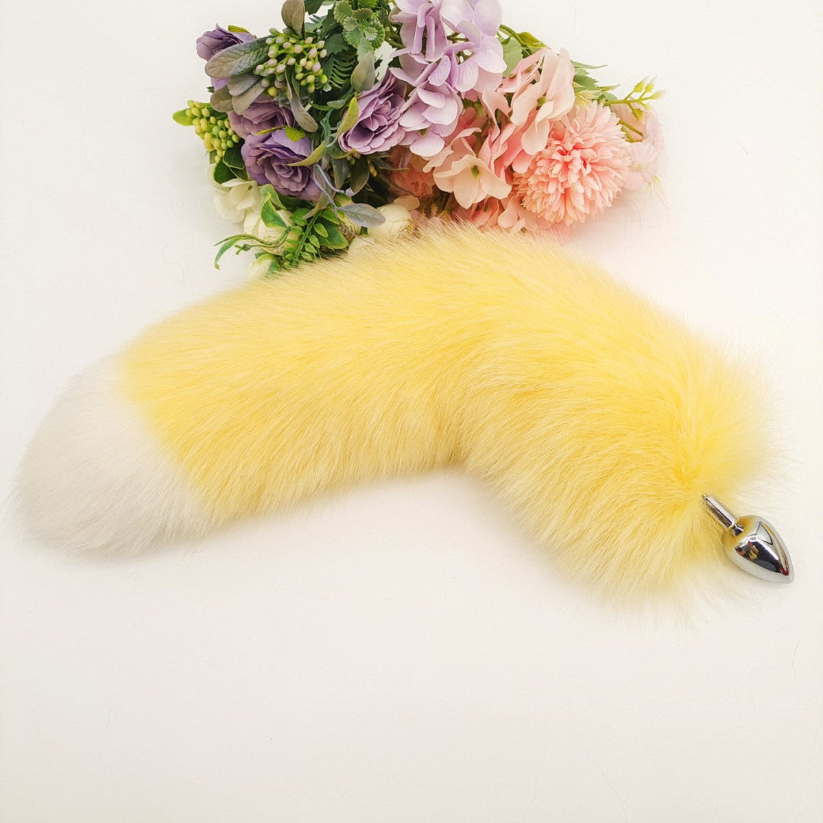 40cm Gele Butt Plug Fox Metalen Oorenset