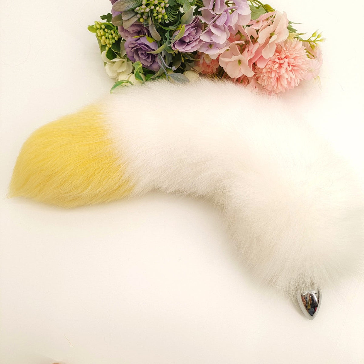 40cm Gele Butt Plug Fox Metalen Oorenset