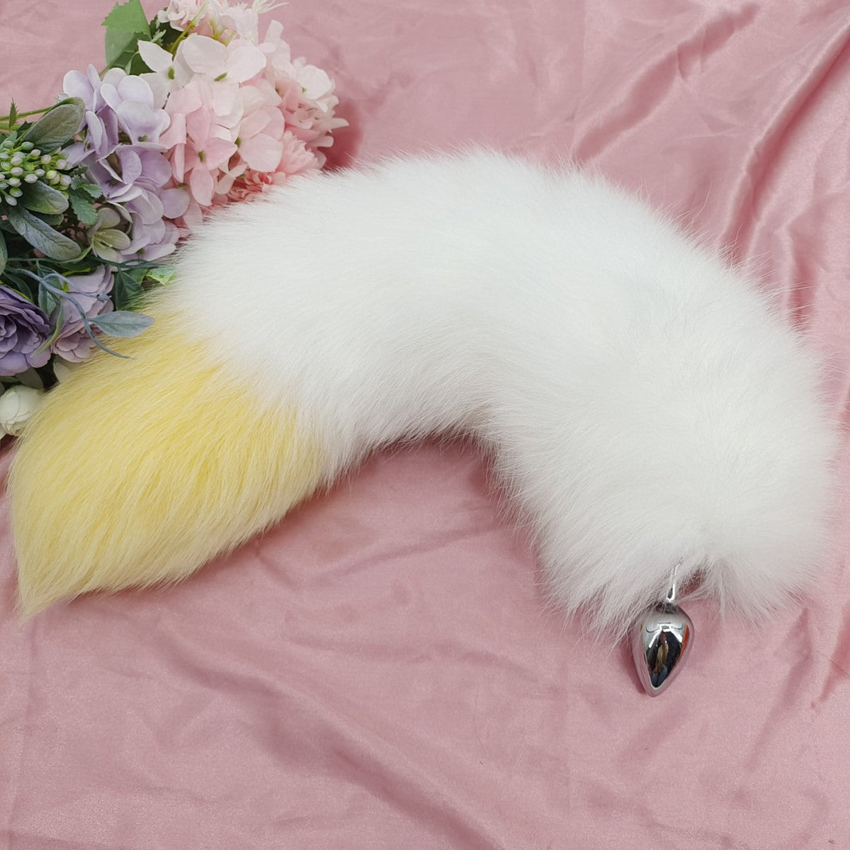 40cm Gele Butt Plug Fox Metalen Oorenset
