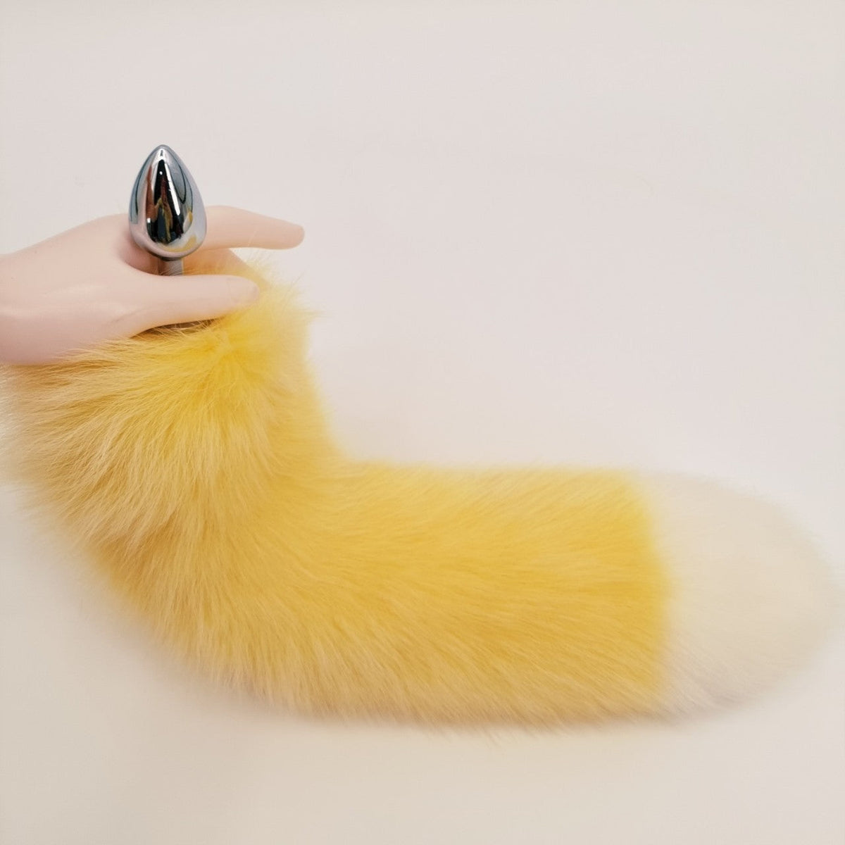 40cm Gele Butt Plug Fox Metalen Oorenset