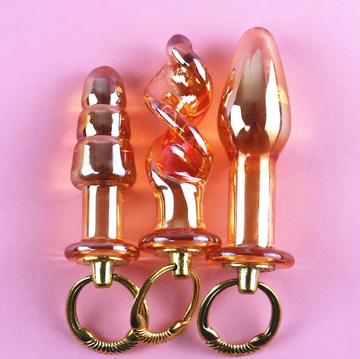 Gouden Glazen Buttplug Set voor Beginnende Gebruikers