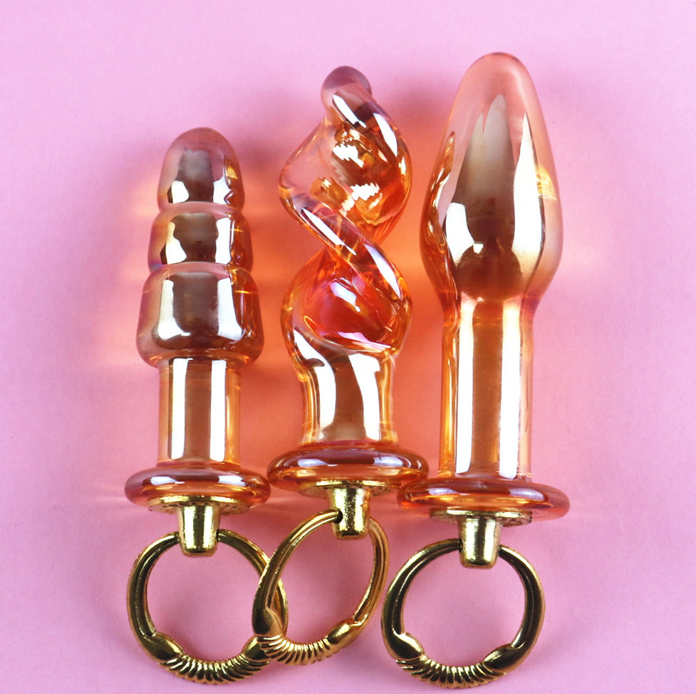 Gouden Glazen Buttplug Set voor Beginnende Gebruikers
