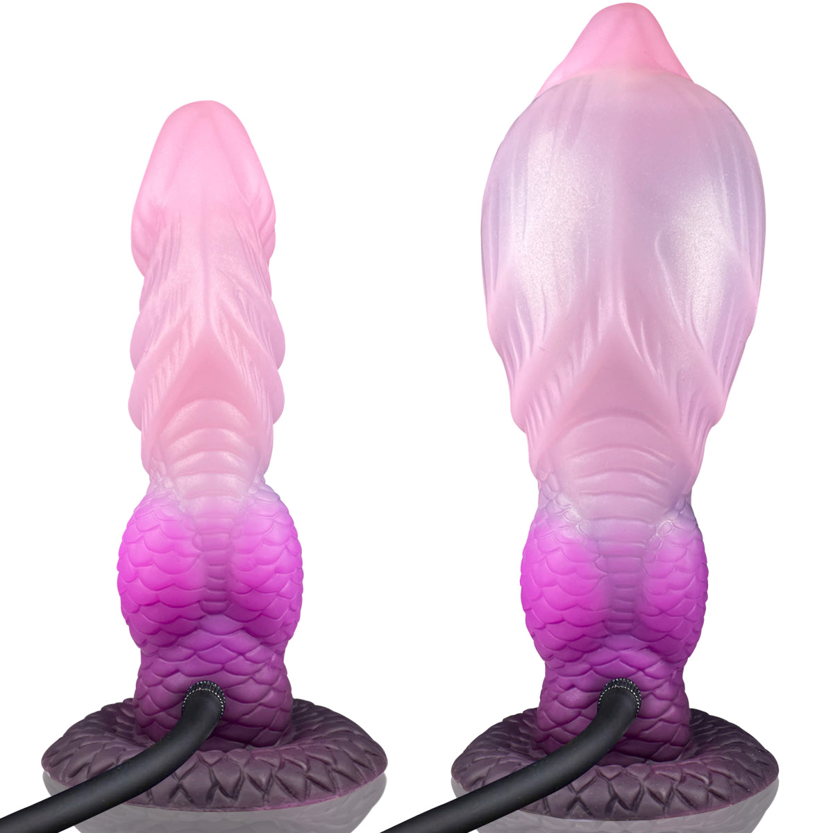 Roze Mermaid Scale Inflatable Dildo Met Zuignap