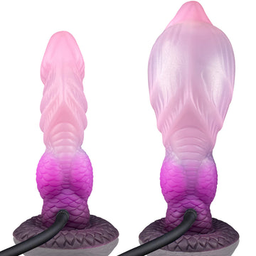 Roze Mermaid Scale Inflatable Dildo Met Zuignap