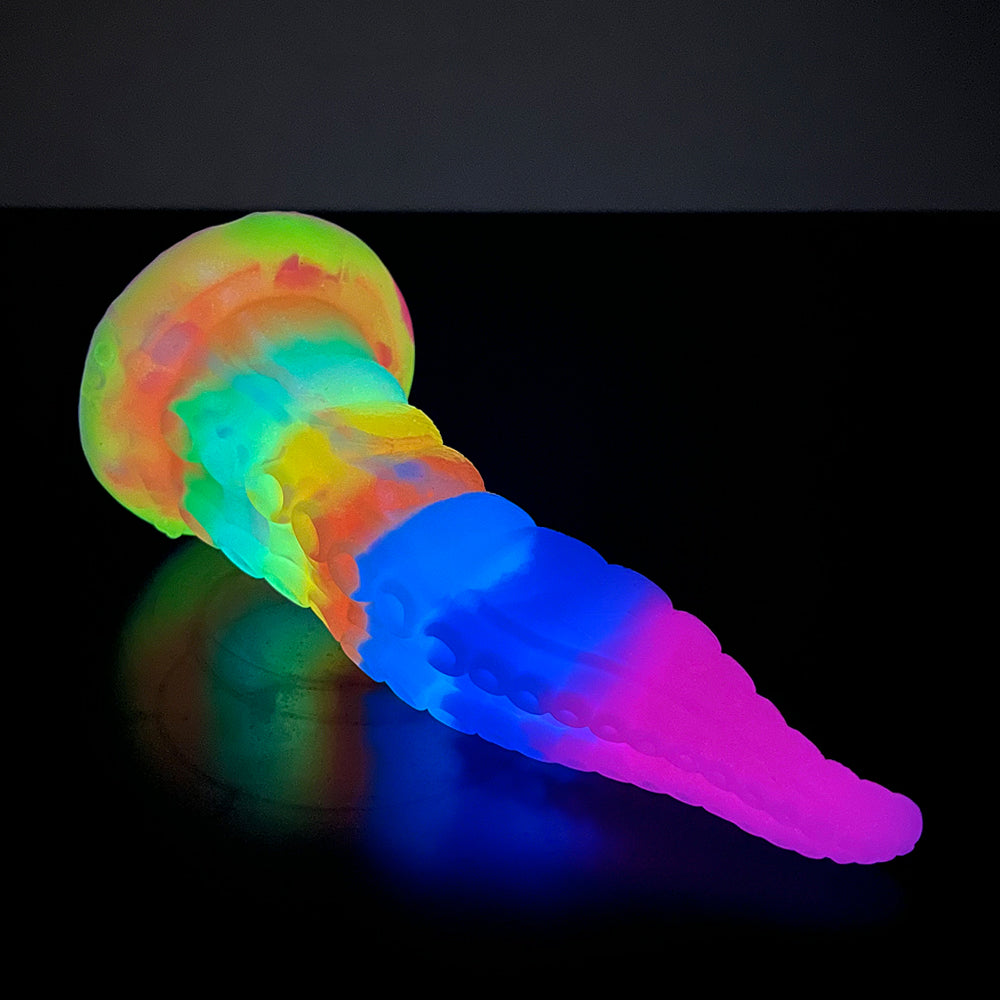 Lichtgevende Rainbow Fantasy Octopus Tenticle Dildo