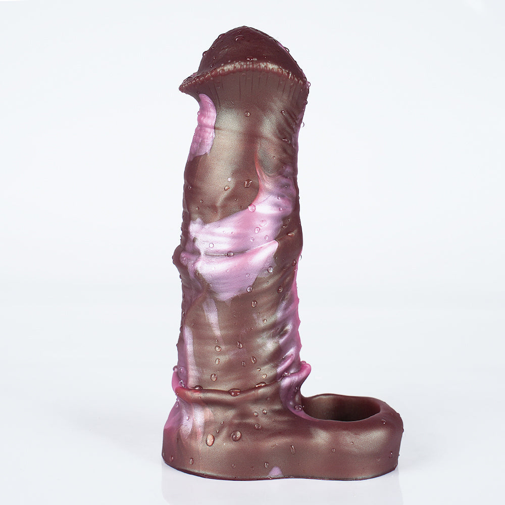 Bruine Fantasy Horse Cock Sleeve 18cm Siliconen