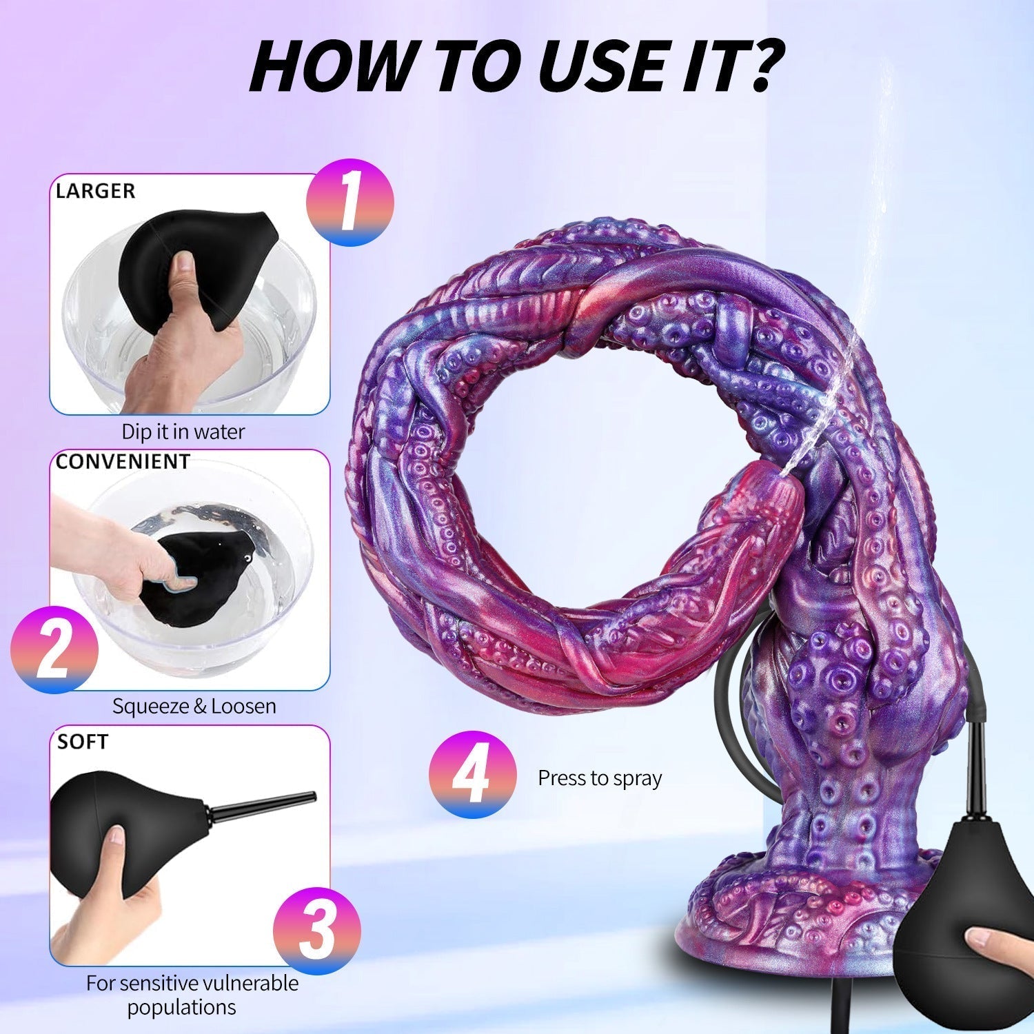 50.8 cm Paarse Tentakel Dildo Ejaculerende Fantasy