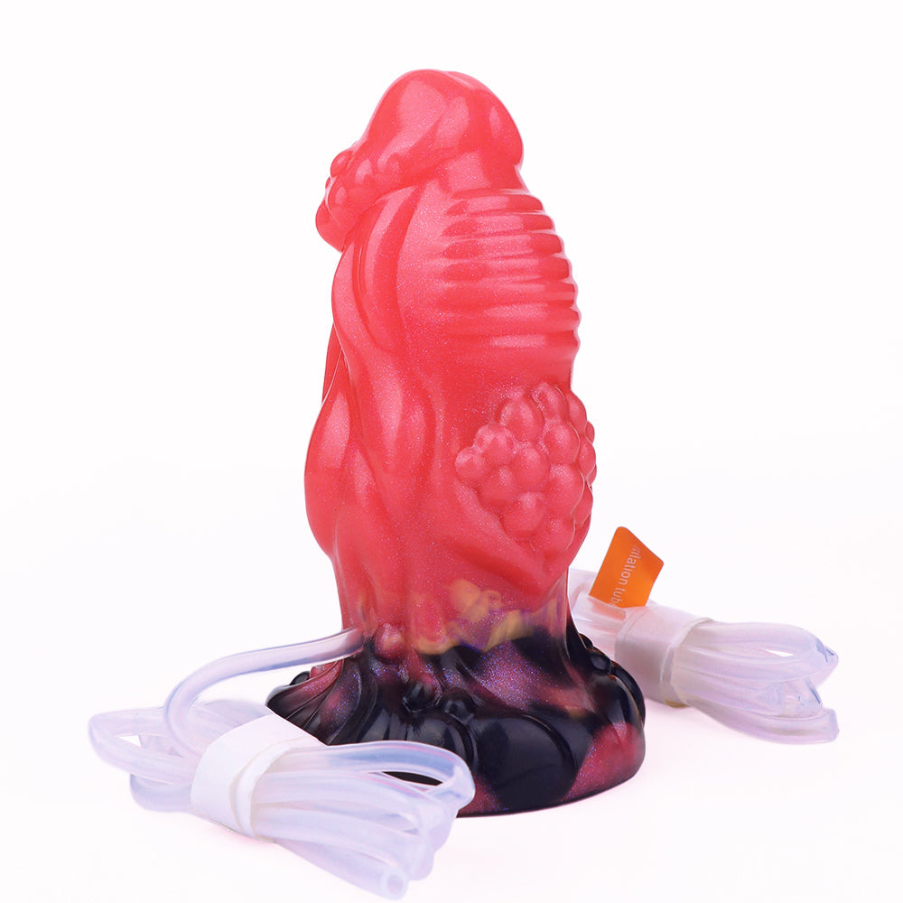 Opblaasbare dildo 22cm Rode Spuitende penis