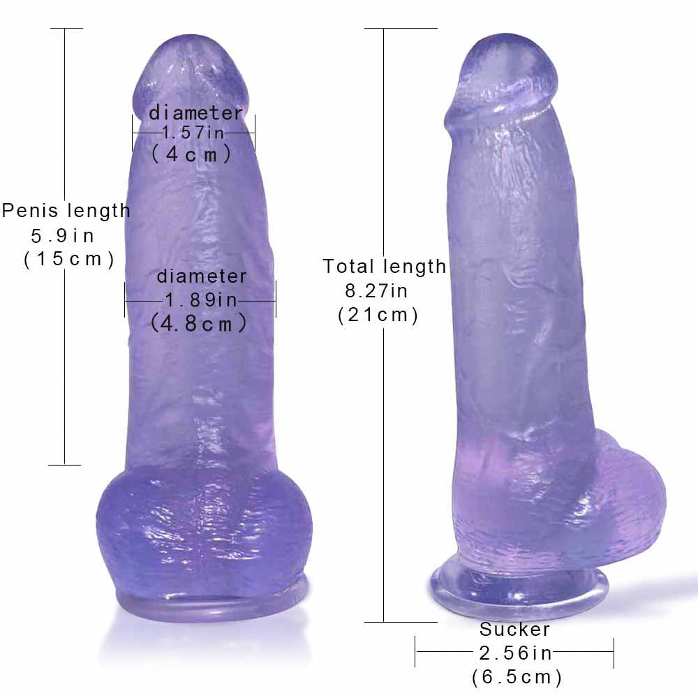 21 cm Paarse Getextureerde Zachte Jelly Dildo