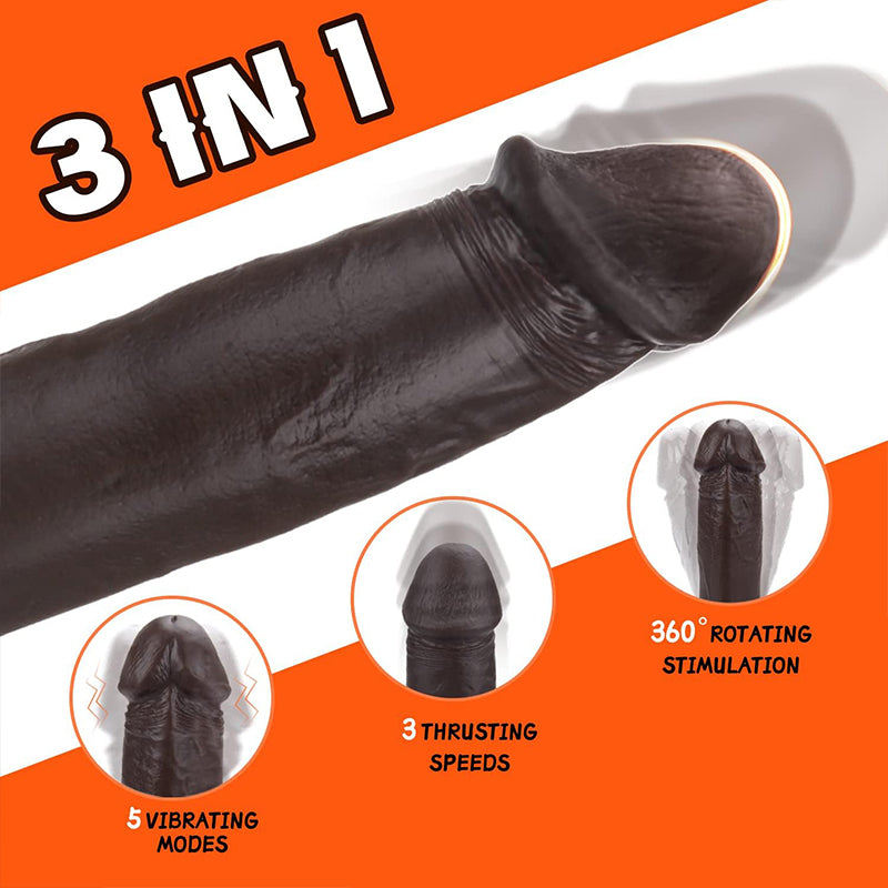 Black Vibrerende Stotende Dildo 23cm
