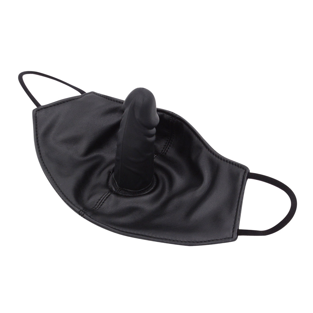 Zwart BDSM Masker Met Gagdildo En Riem