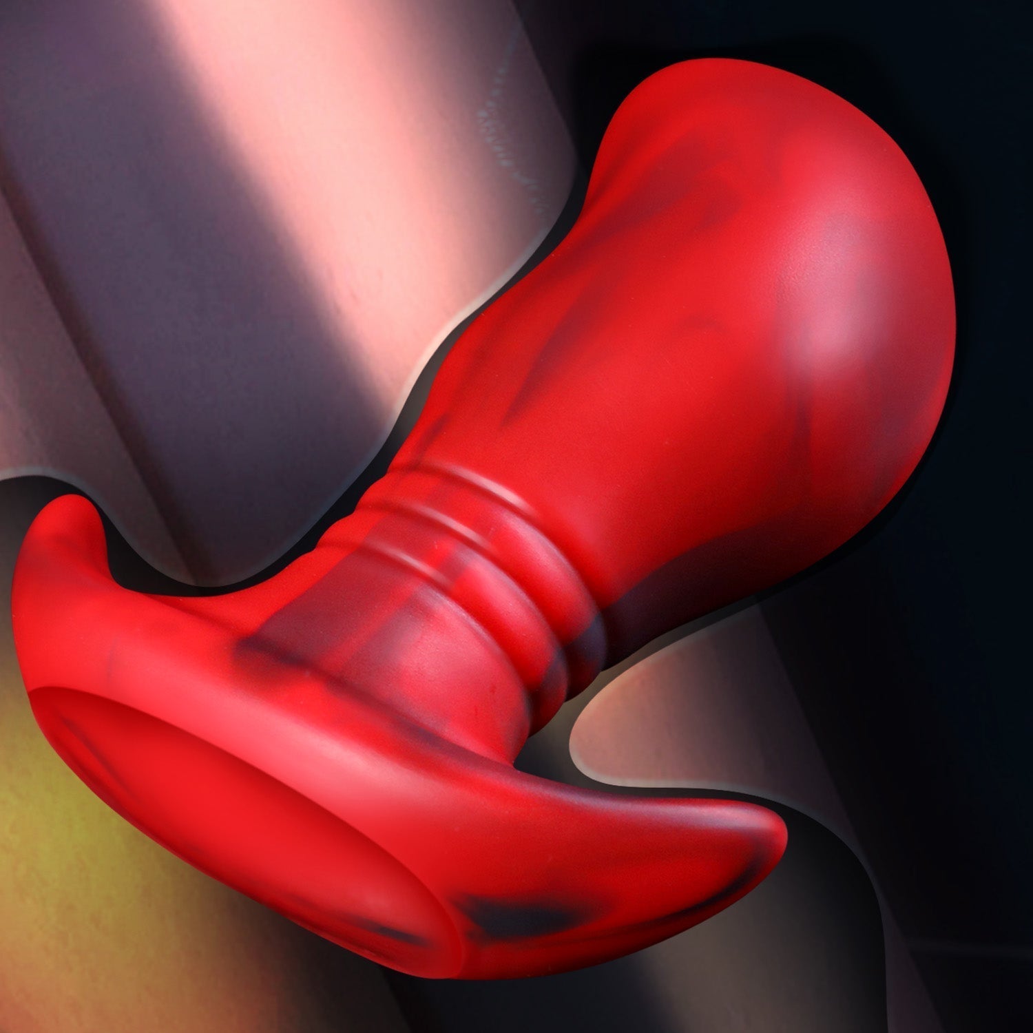Rode Grote Siliconen Buttplug met Gebogen Vorm
