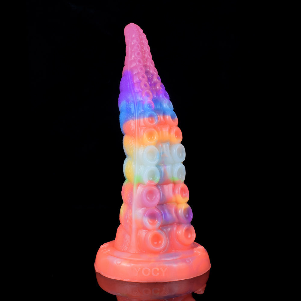 Lichtgevende Rainbow Fantasy Octopus Tenticle Dildo