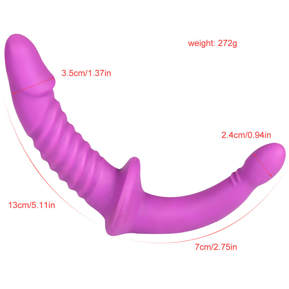 Geribbelde Dubbelzijdige Strapless Strapon Voor Lesbische Koppels