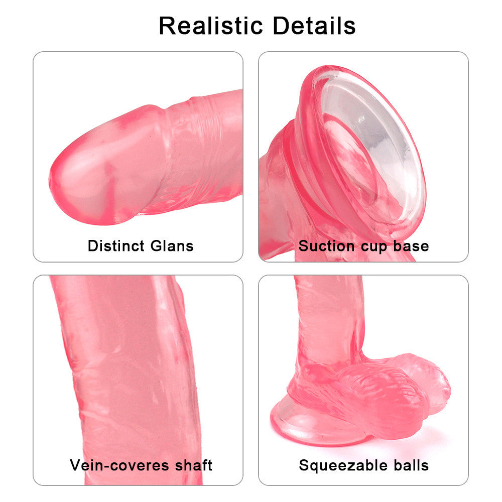19 cm Transparante Pink Jelly Dildo