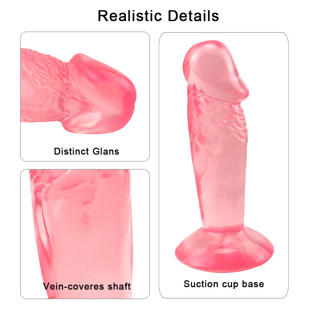 11 cm Kort Getextureerde Pink Dildo Met Zuignap