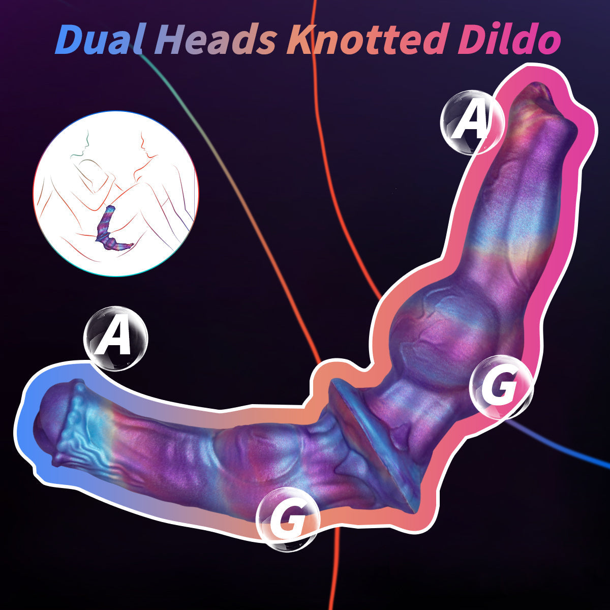 35 cm Kleurrijke Horse Knot Anal Doppeldildo