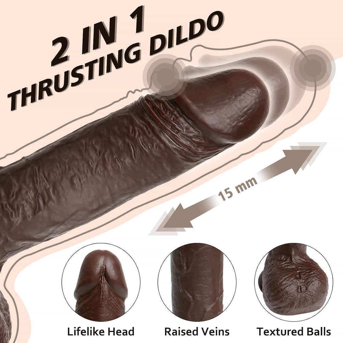 Zwarte Vibrerende Dildo Met Automatische Stootfunctie
