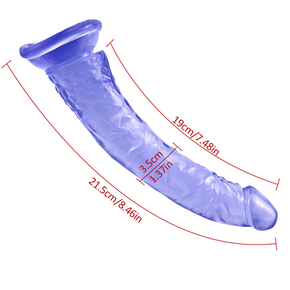 Blauwe Slanke Zuignap Dildo Met Jelly Look