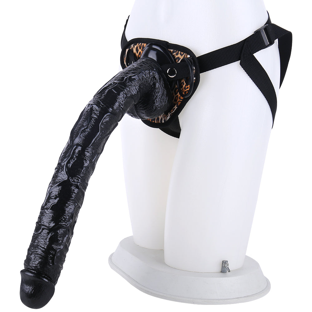 41cm XXL Zwarte PVC Strap On Dildo