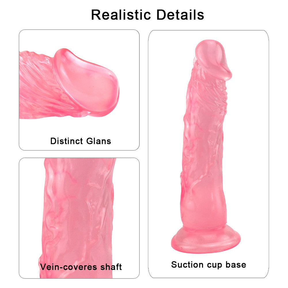 20 cm Rechte Jelly Realistic Pink Dildo